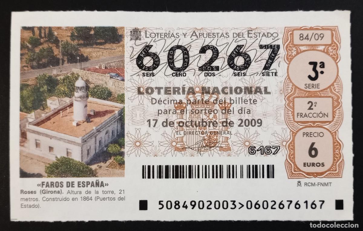 Loter&iacute;a Nacional: D&Eacute;CIMO DE LOTERIA - 17-OCTUBRE-2009 - FAROS DE ESPA&Ntilde;A, ROSES, GIRONA