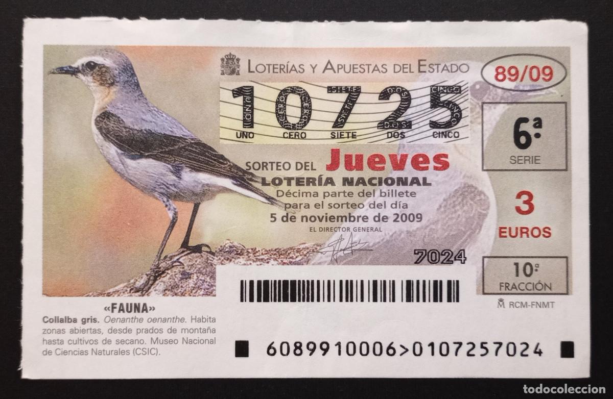 Loter&iacute;a Nacional: D&Eacute;CIMO DE LOTERIA - 5-NOVIEMBRE-2009 - FAUNA, COLLALBA GRIS