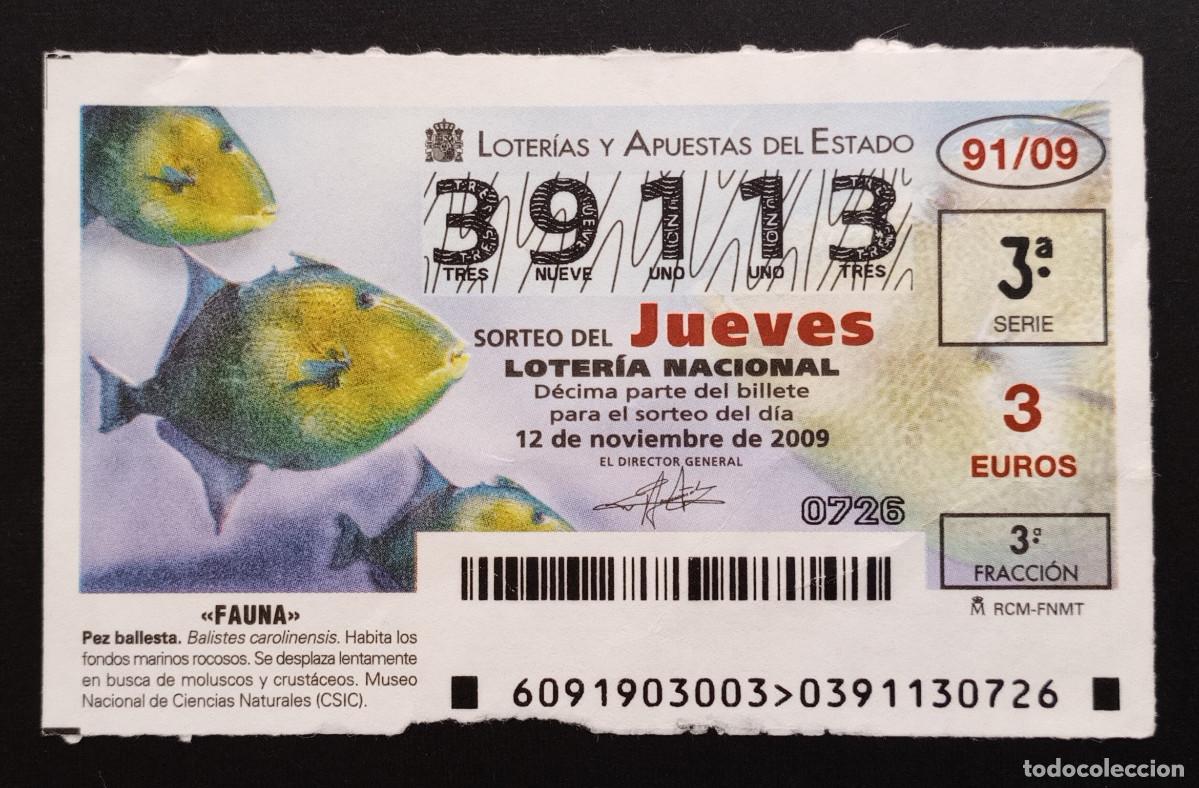 Loter&iacute;a Nacional: D&Eacute;CIMO DE LOTERIA - 12-NOVIEMBRE-2009 - FAUNA, PEZ BALLESTA
