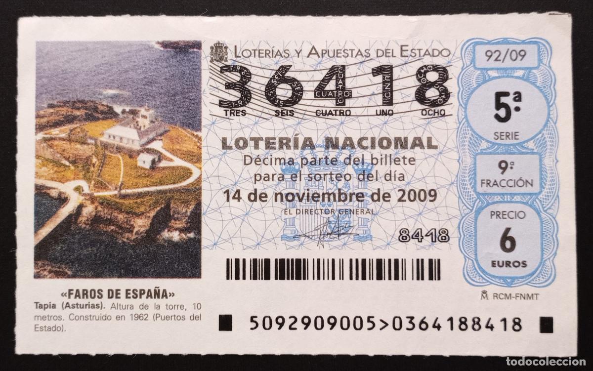 Loter&iacute;a Nacional: D&Eacute;CIMO DE LOTERIA - 14-NOVIEMBRE-2009 - FAROS DE ESPA&Ntilde;A, TAPIA, ASTURIAS