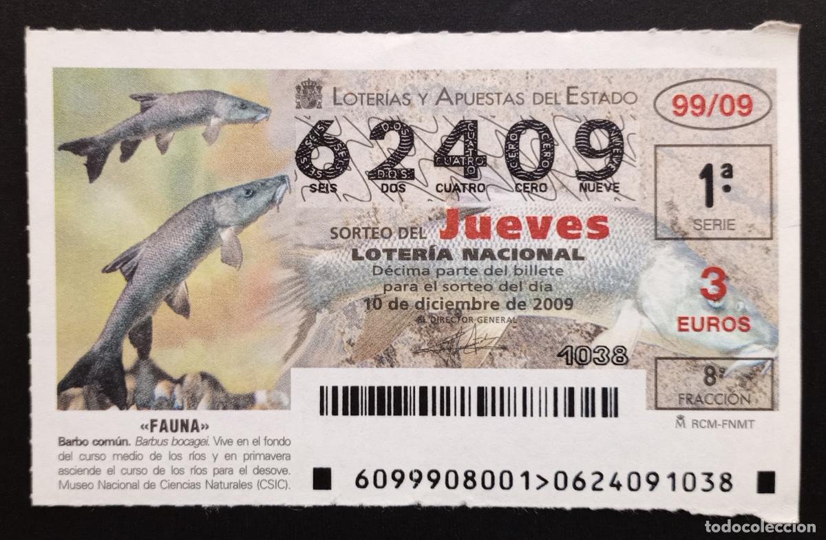 Loter&iacute;a Nacional: D&Eacute;CIMO DE LOTERIA - 10-DICIEMBRE-2009 - FAUNA, BARBO COM&Uacute;N