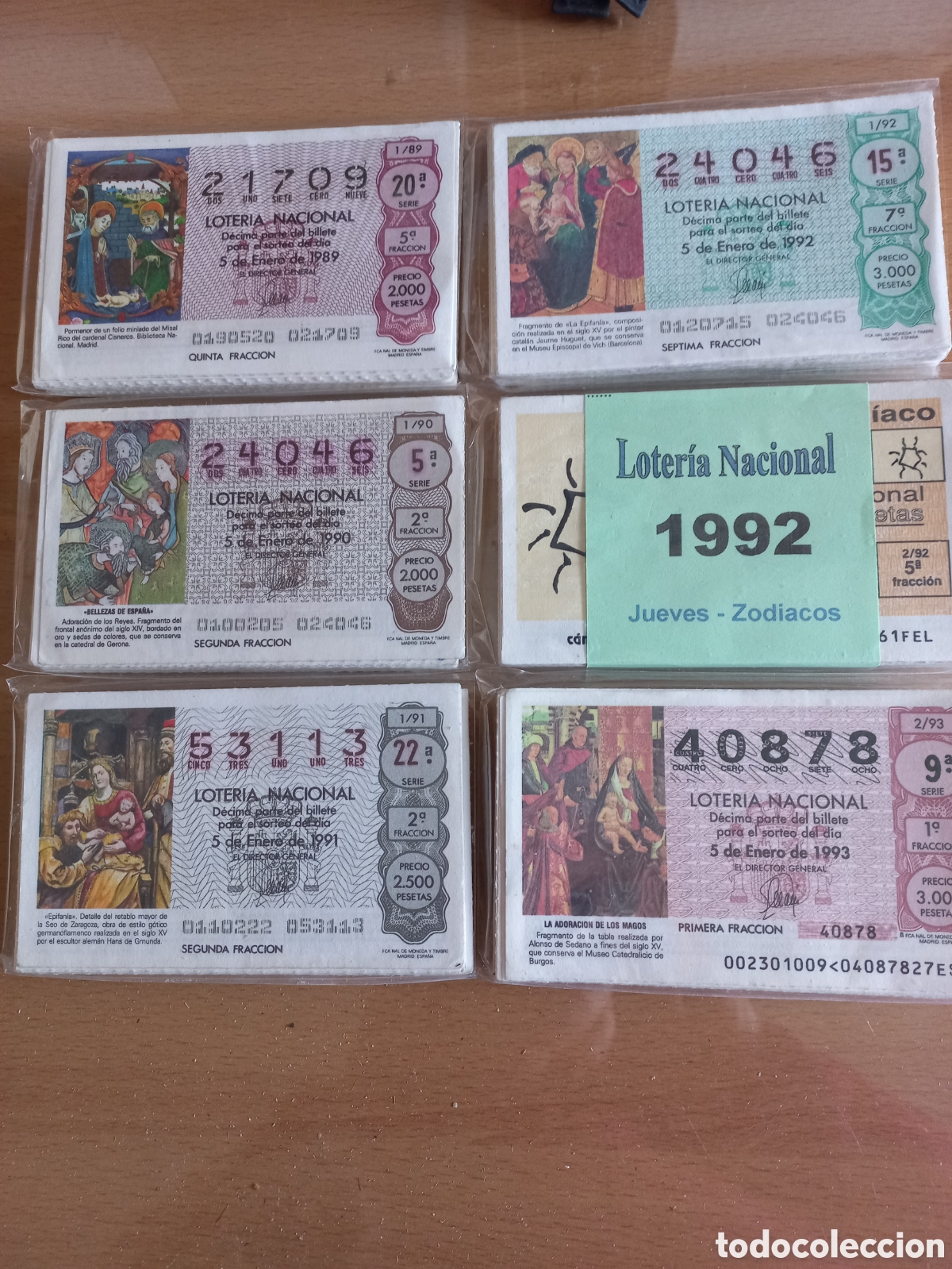 Loter&iacute;a Nacional: 6 A&Ntilde;OS LOTERIA NACIONAL 89-90-91-92 ZODIACOS-93