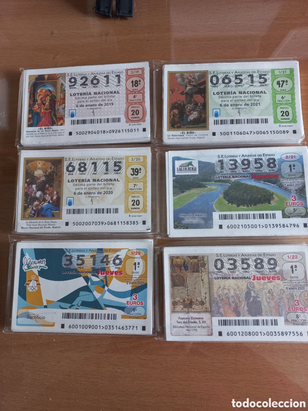Lotteria Nationale Spagnola: LOTER&Iacute;A NACIONAL JUEVES Y SABADOS 19-20-20-21-21-22 COMPLETOS.