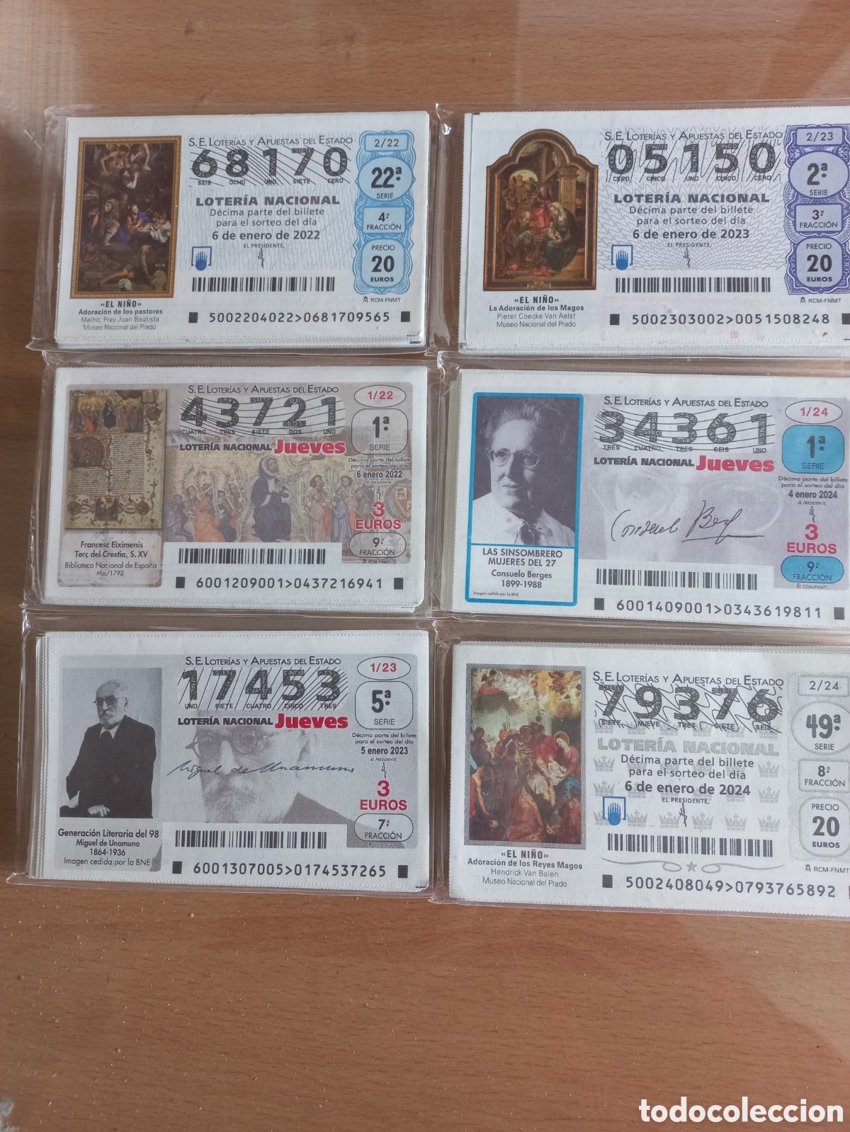 Lotteria Nationale Spagnola: LOTER&Iacute;A NACIONAL JUEVES Y SABADOS 22-22-23-23-24-24.COMPLETOS.