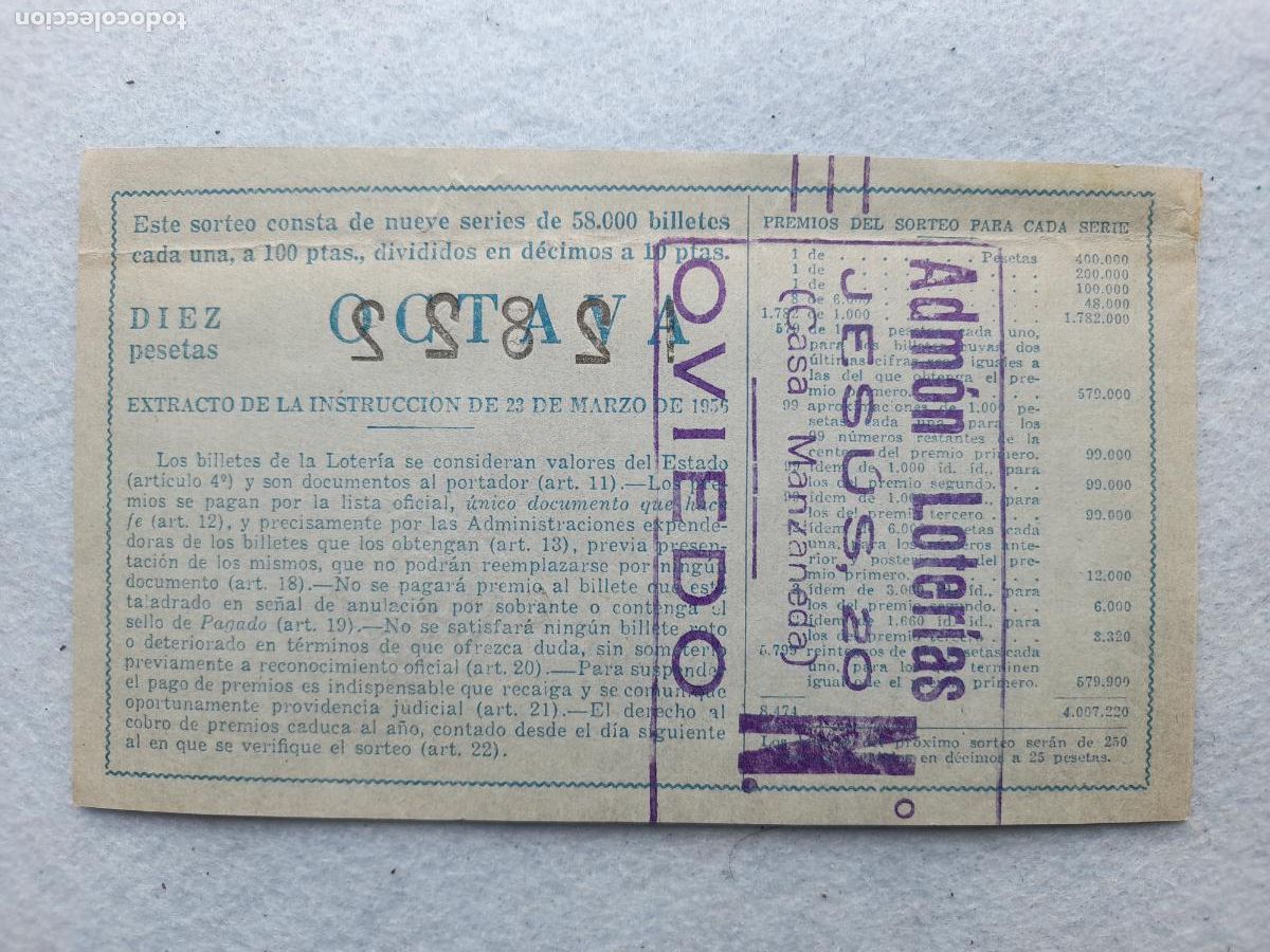 Loter&iacute;a nacional: D&eacute;cimo. Sorteo n&ordm;: 33 de 1957. - Foto 2
