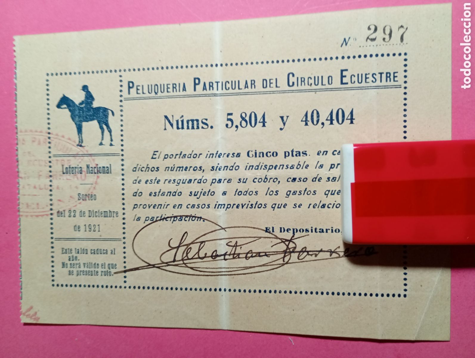 Loter&iacute;a Nacional: 3 participaciones diferentes sorteo 22/12 - 1921 una de peluquer&iacute;a particular del c&iacute;rculo ecuestre