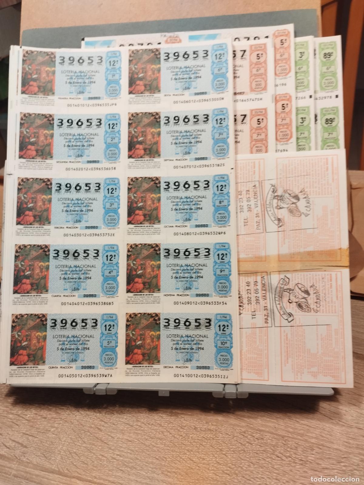 National Spanish Lottery: LOTERIA NACIONAL. A&Ntilde;O 1994. SORTEO SABADO COMPLETO EN BILLETE. LEER DESCRIPCION COMPLETA.