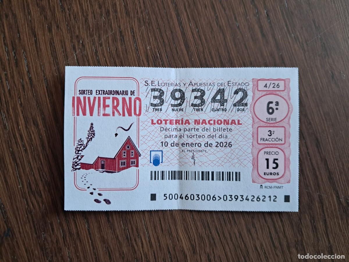 Loter&iacute;a Nacional: d&eacute;cimo loter&iacute;a nacional de d&iacute;a 10-01-26, sorteo extraordinario de invierno, sorteo 4/26. n&ordm; 39.342.