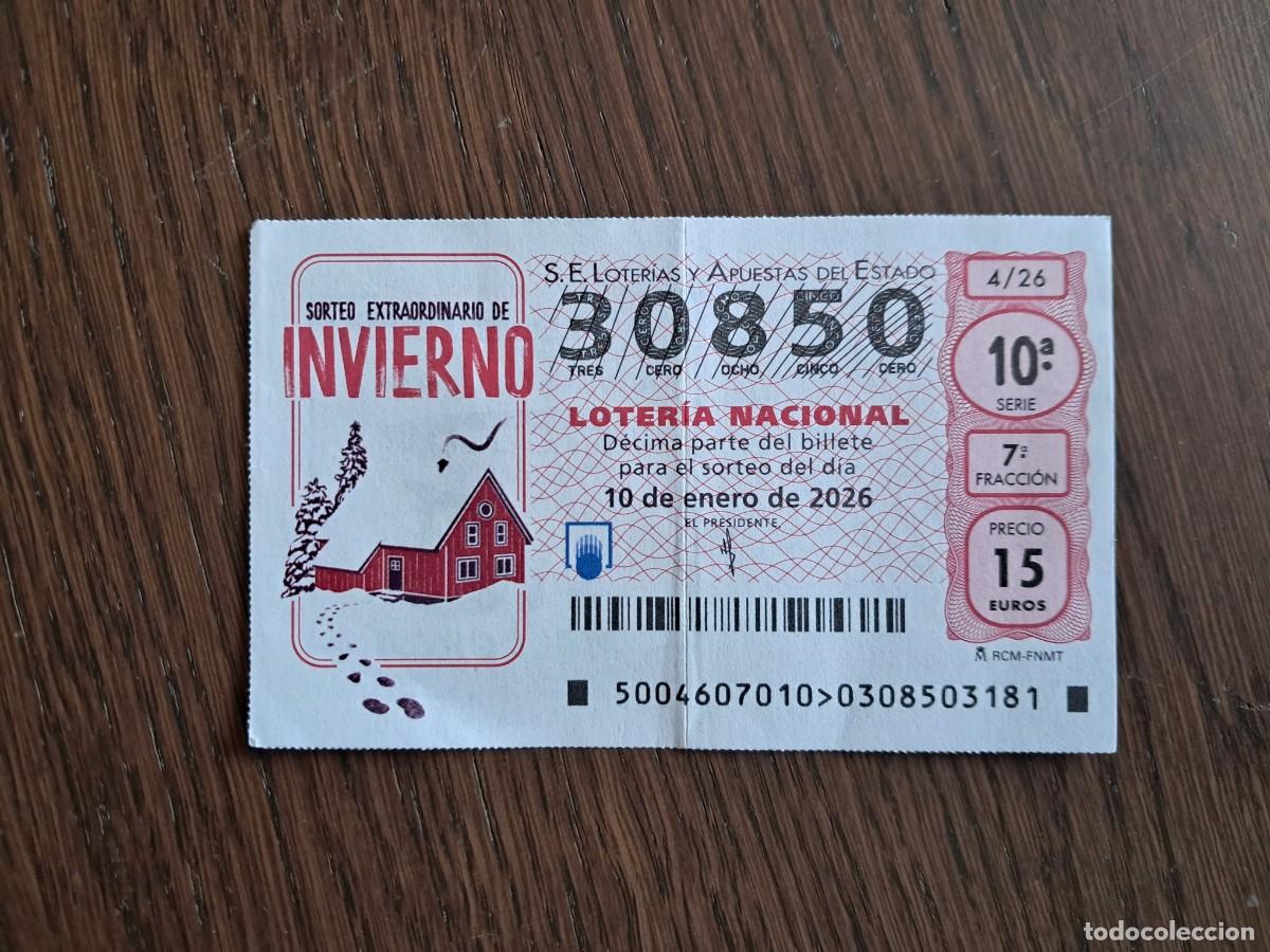 Loter&iacute;a Nacional: d&eacute;cimo loter&iacute;a nacional de d&iacute;a 10-01-26, sorteo extraordinario de invierno, sorteo 4/26. n&ordm; 30.850.