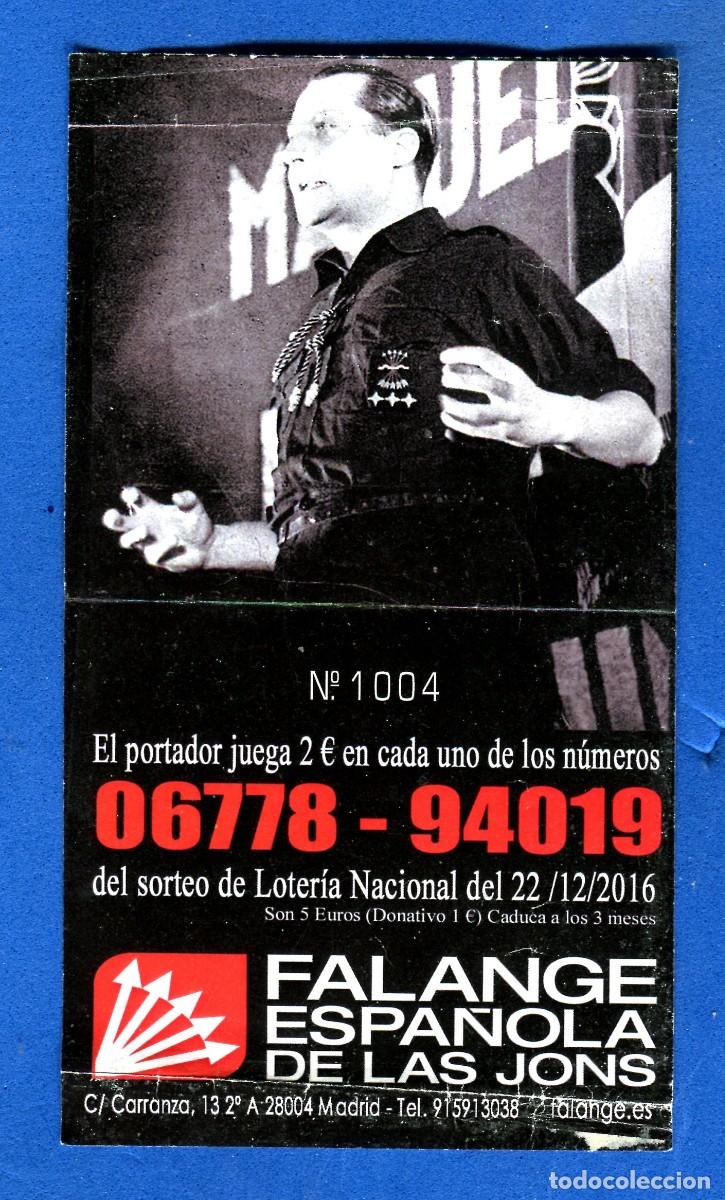 Loter&iacute;a Nacional: LOTERIA NACIONAL FALANGE ESPA&Ntilde;OLA 2016