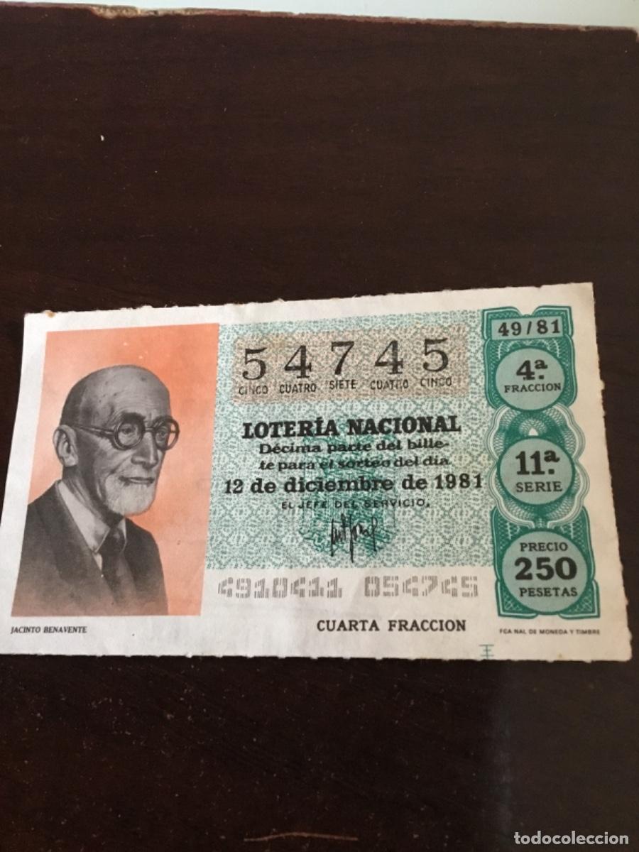 Loter&iacute;a Nacional: Billete de loter&iacute;a capic&uacute;a d&eacute;cimo 1981