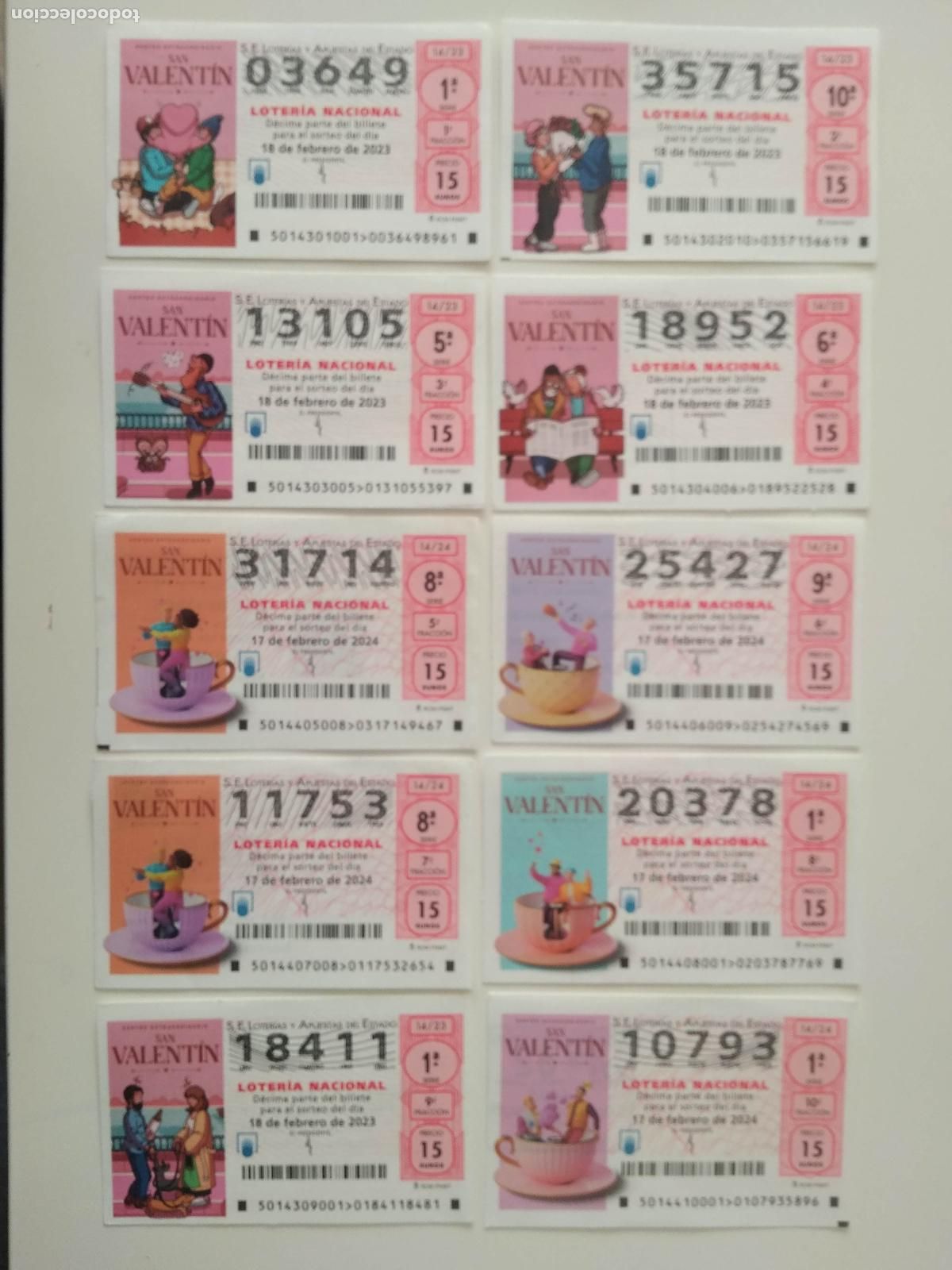 Loter&iacute;a Nacional: LOTERIA NACIONAL A&Ntilde;O 2023 SORTEO N&ordm; 14 , 10 DECIMOS , EXTRAORDINARIO DE SAN VALENTIN