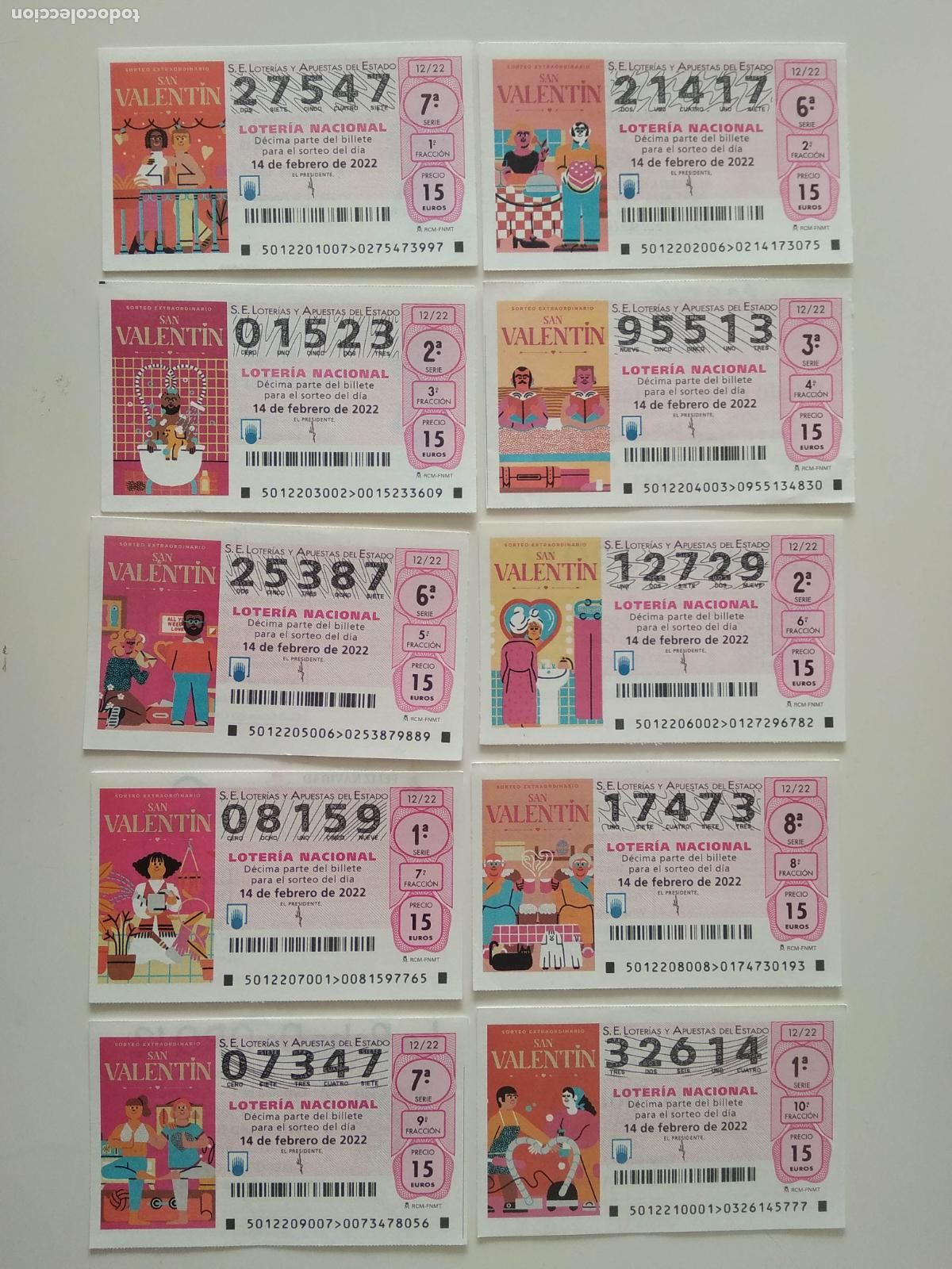 Loter&iacute;a Nacional: LOTERIA NACIONAL A&Ntilde;O 2022 SORTEO N&ordm; 12 , 10 DECIMOS , SAN VALENTIN