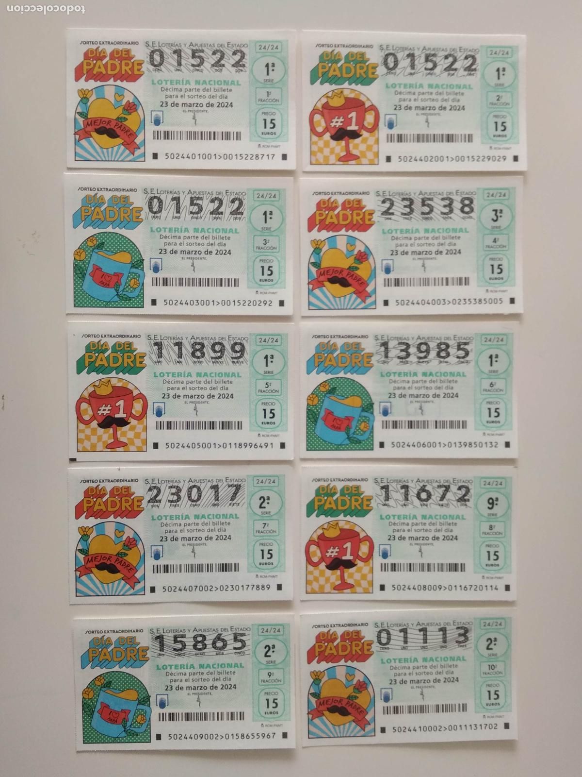 Loter&iacute;a Nacional: LOTERIA NACIONAL A&Ntilde;O 2024 SORTEO N&ordm; 24 , 10 DECIMOS , EXTRAORDINARIO DEL PADRE