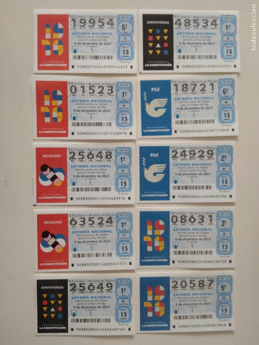 Loter&iacute;a Nacional: LOTERIA NACIONAL A&Ntilde;O 2023 SORTEO N&ordm; 98 , 10 DECIMOS , EXTRAORDINARIO DE LA CONSTITUCION