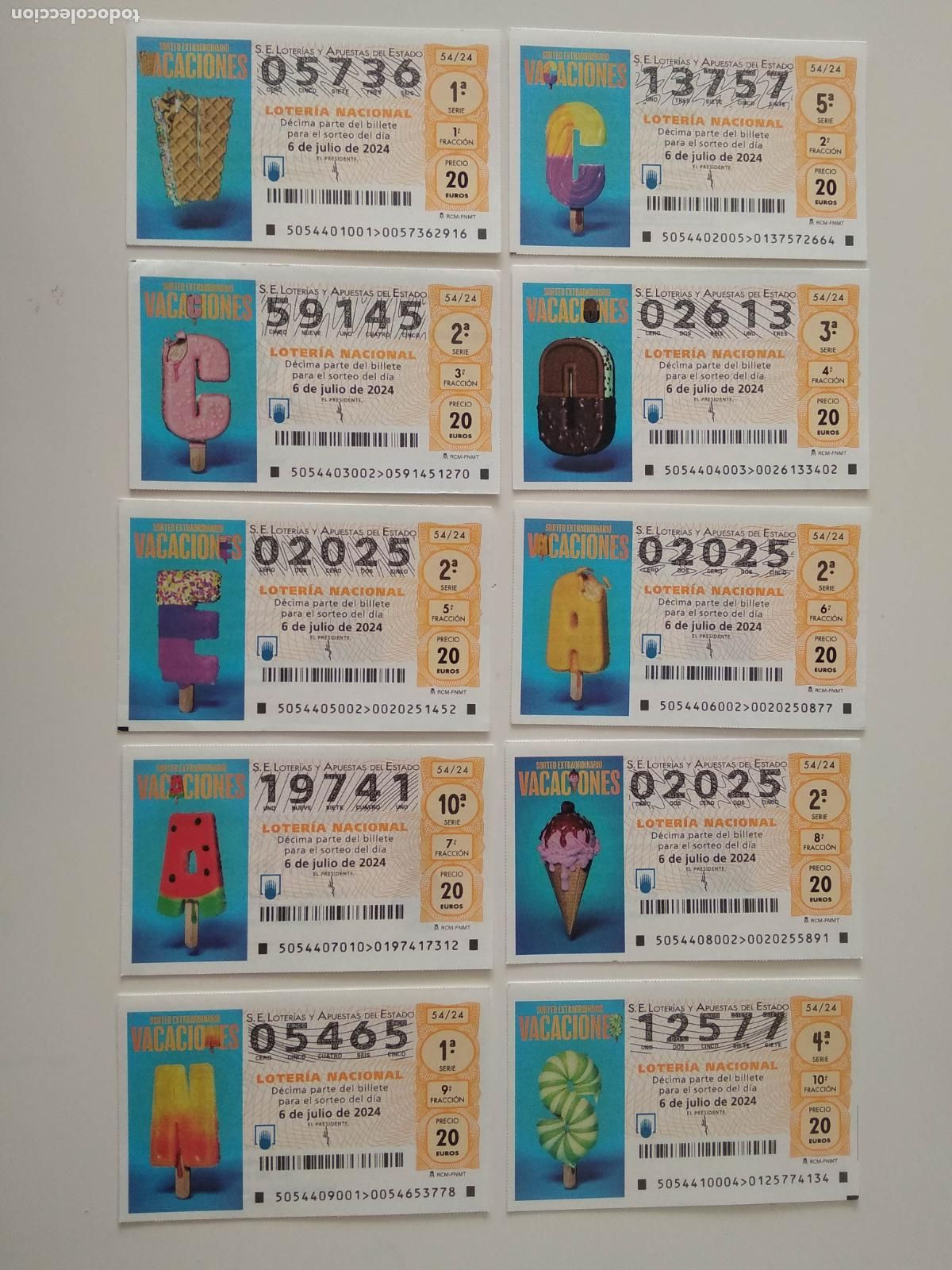 Loter&iacute;a Nacional: LOTERIA NACIONAL A&Ntilde;O 2024 SORTEO N&ordm; 54 , 10 DECIMOS , EXTRAORDINARIO DE VACACIONES