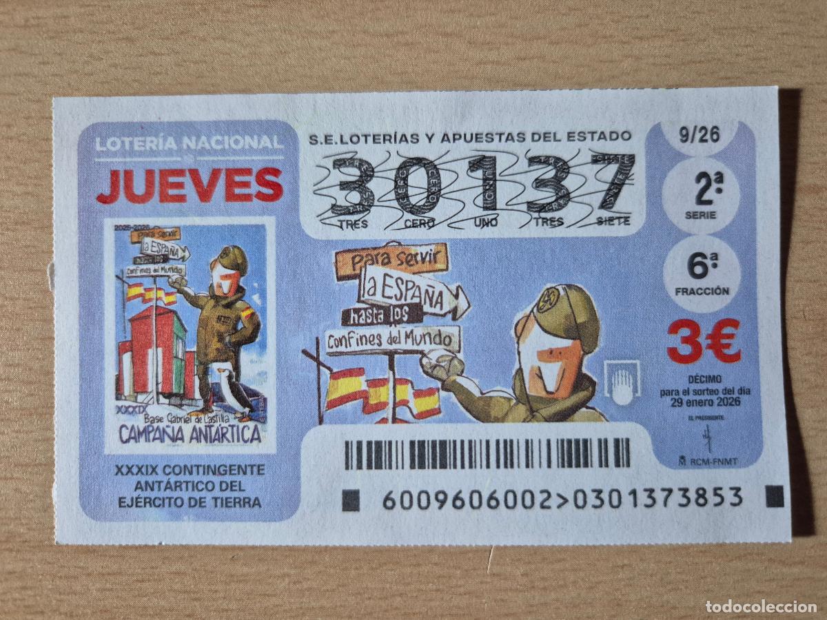 Loterie Nationale: LOTERIA NACIONAL - 29-01-2026 - 30137 - CONTINGENTE ANTARTICO DEL EJERCITO DE TIERRA