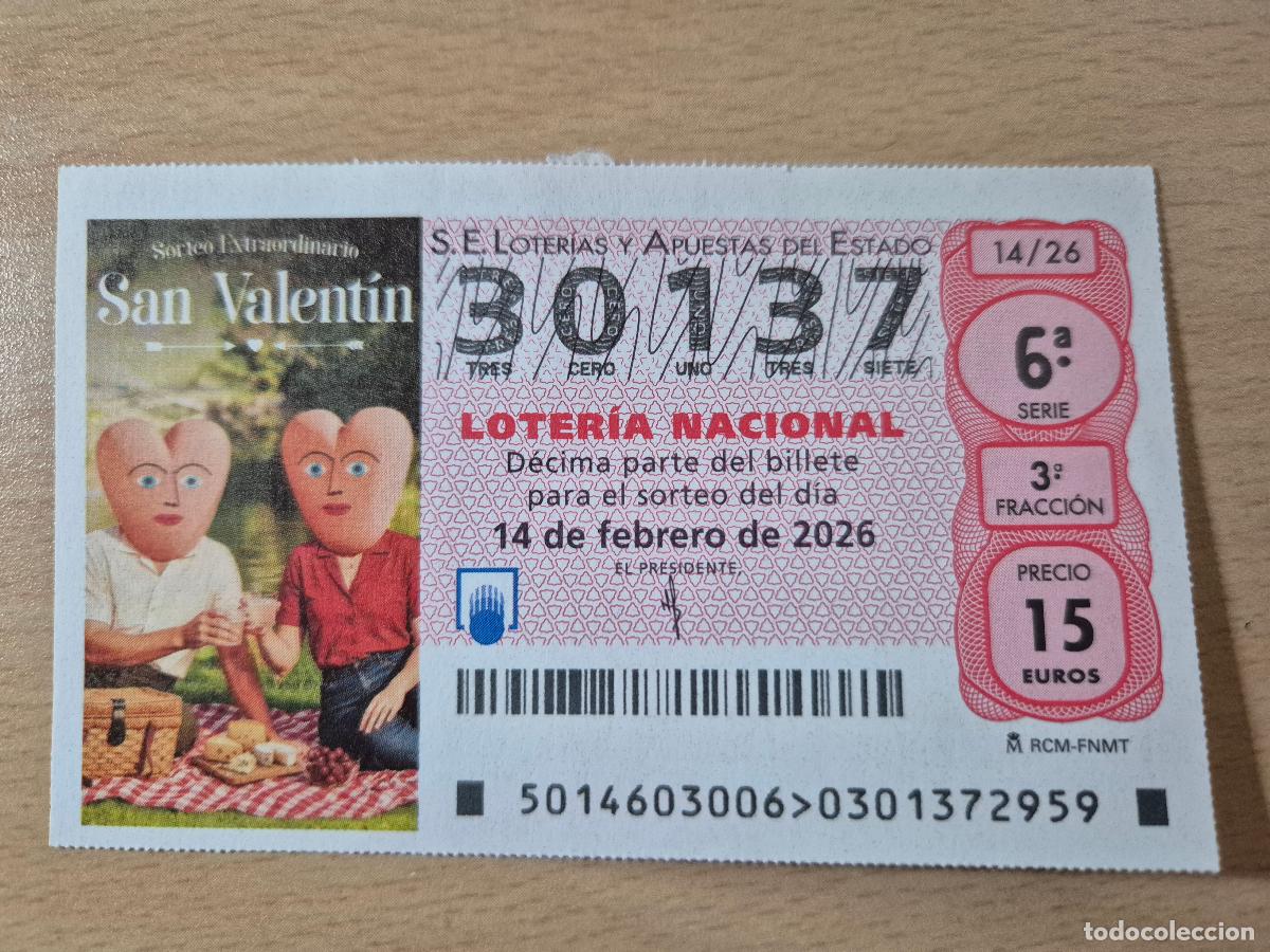 Loterie Nationale: LOTERIA NACIONAL - 14-02-2026 - 30137 - SAN VALENTIN