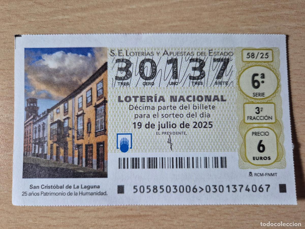 Loterie Nationale: LOTERIA NACIONAL - 19-07-2025 - 30137 - SAN CRISTOBAL DE LA LAGUNA