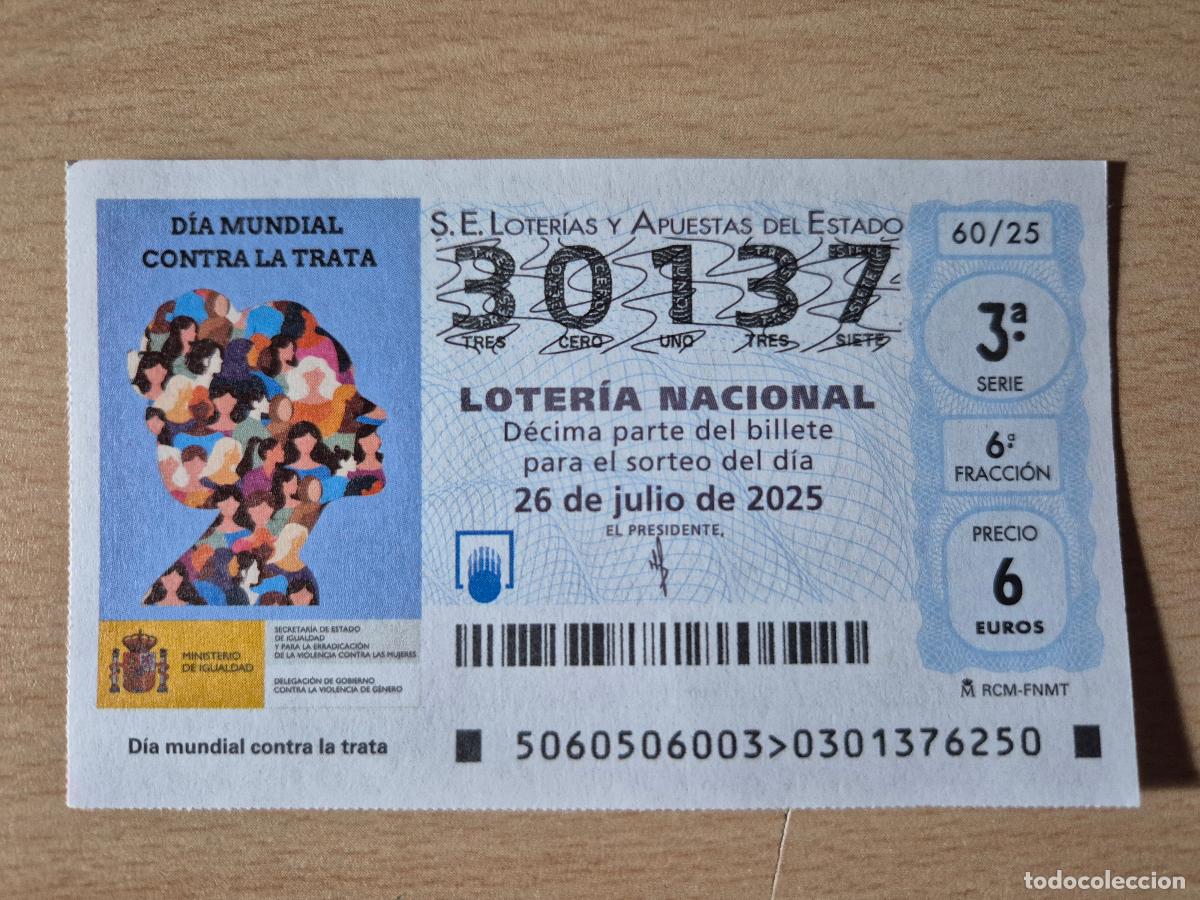 Loterie Nationale: LOTERIA NACIONAL - 26-07-2025 - 30137 - DIA MUNDIAL CONTRA LA TRATA