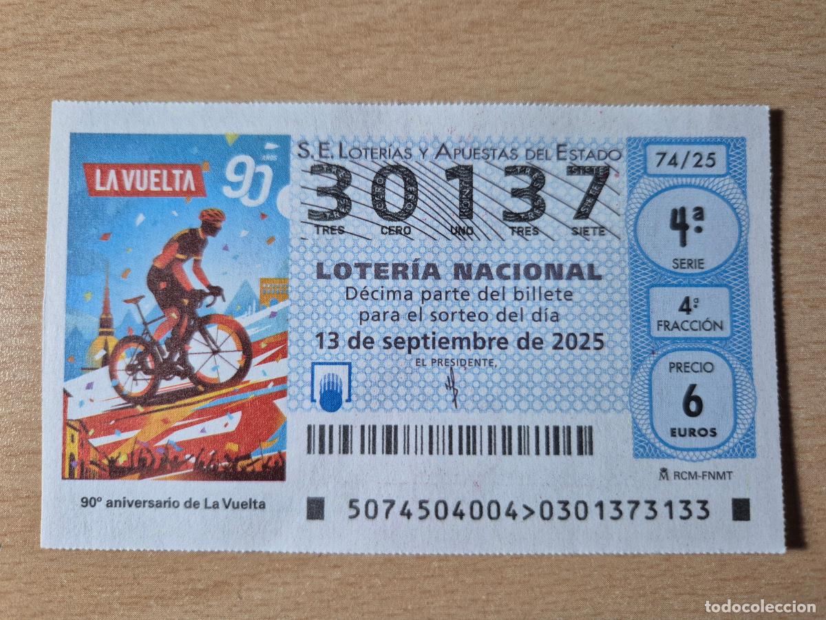 Loter&iacute;a Nacional: LOTERIA NACIONAL - 13-09-2025 - 30137 - 90 ANIVERSARIO DE LA VUELTA