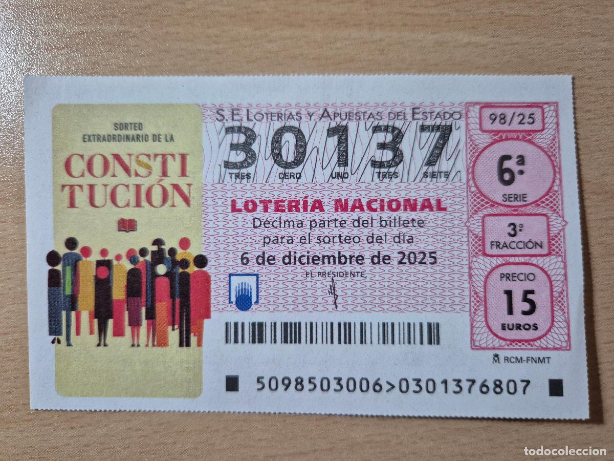 Loter&iacute;a Nacional: LOTERIA NACIONAL - 06-12-2025 - 30137 - SORTEO EXTRAORDINARIO DE LA CONSTITUCION