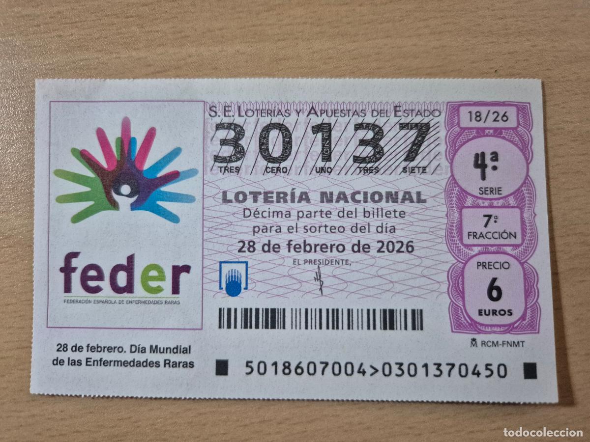 Loter&iacute;a Nacional: LOTERIA NACIONAL - 28-02-2026 - 30137 - DIA MUNDIAL DE LAS ENFERMEDADES RARAS