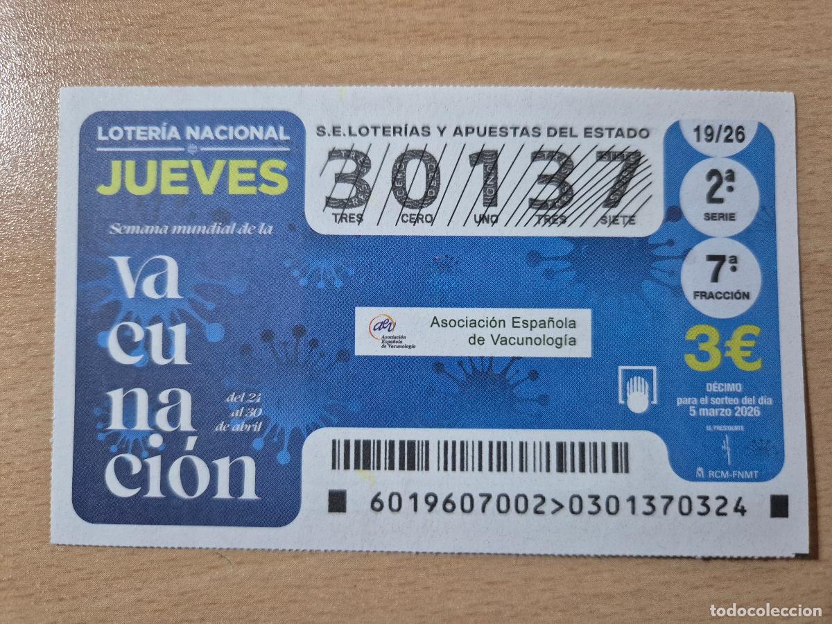 Loter&iacute;a Nacional: LOTERIA NACIONAL - 05-03-2026 - 30137 - SEMANA MUNDIAL DE LA VACUNACION