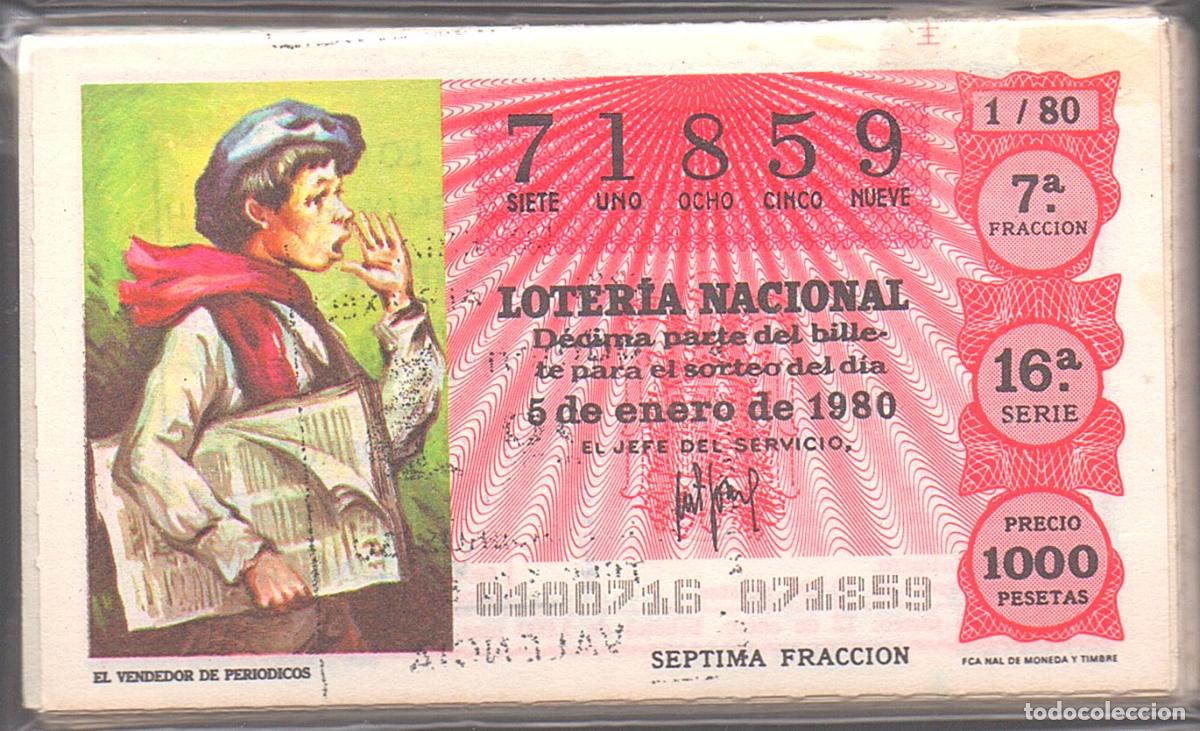 Loter&iacute;a Nacional: LOTER&Iacute;A NACIONAL - A&Ntilde;O 1980 COMPLETO -50 D&Eacute;CIMOS - TEMA: LA PRENSA -