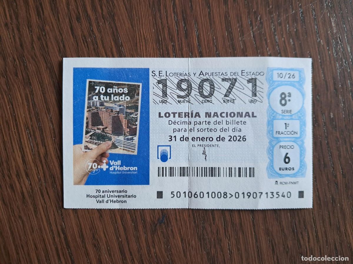 Loter&iacute;a Nacional: d&eacute;cimo loter&iacute;a nacional de d&iacute;a 31-01-26, 70 aniversario hospital Vall D'Hebr&oacute;n. sorteo 10/26.