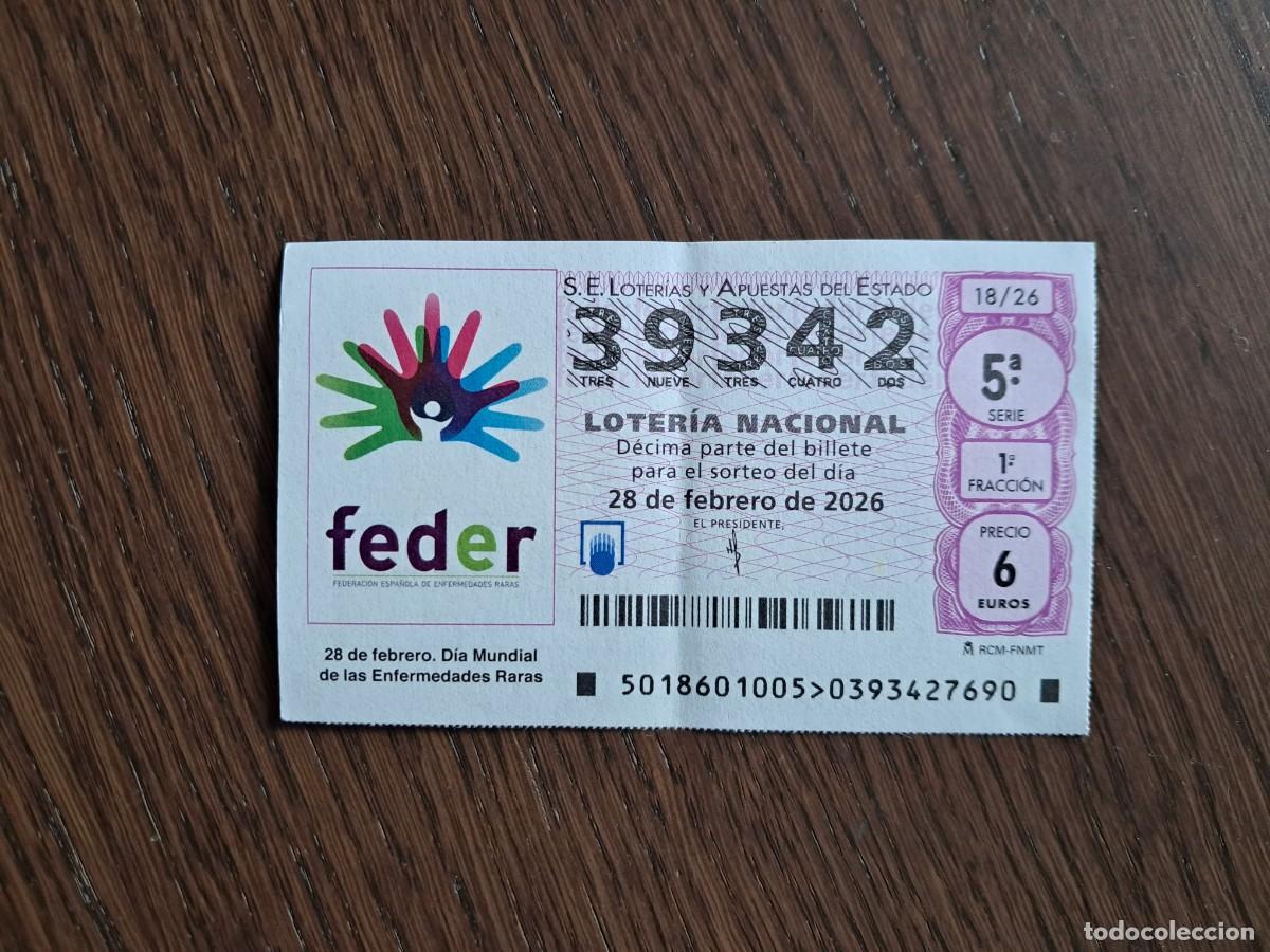 Loter&iacute;a Nacional: d&eacute;cimo loter&iacute;a nacional de d&iacute;a 28-02-26, d&iacute;a mundial de las enfermedades raras. 18/26.