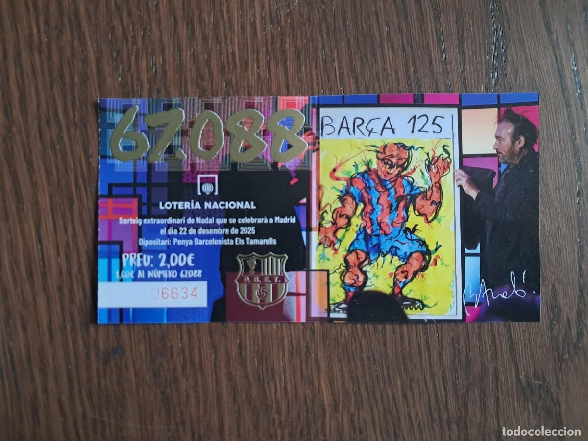 Loter&iacute;a Nacional: participaci&oacute;n loter&iacute;a navidad, penya Barcelonista Els Tamarells, Bar&ccedil;a 125, futbol. Miquel Barcel&oacute;.