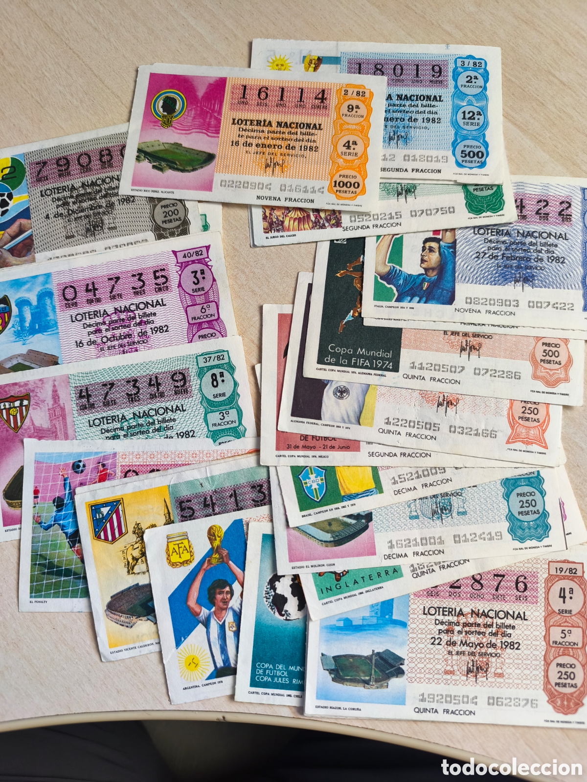 Loter&iacute;a Nacional: MUNDIAL DE FUTBOL Espa&ntilde;a 82 -33 decimos loteria sorteos a&ntilde;o 1982 (30 diferentes -3 repetidos)
