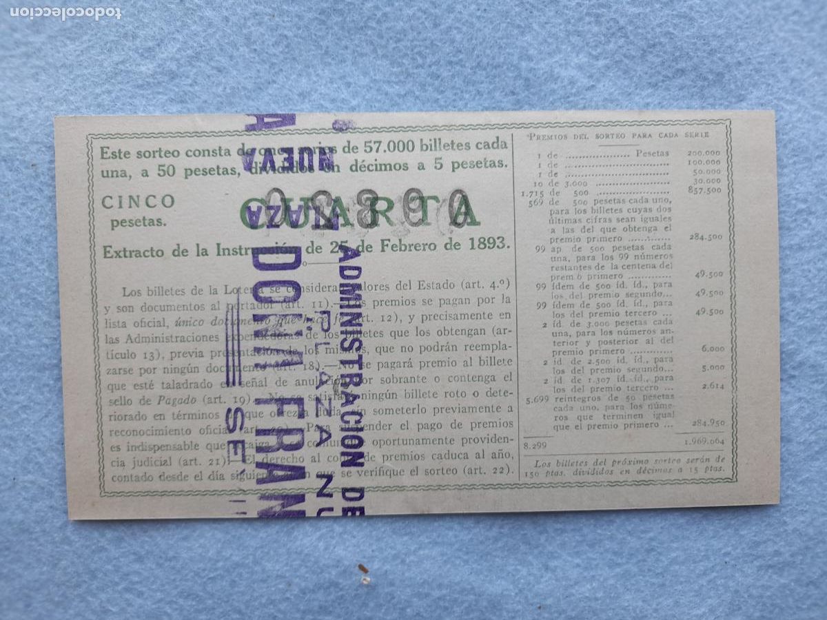 Loter&iacute;a nacional: D&eacute;cimo. Sorteo n&ordm; 6 de 1951. - Foto 2