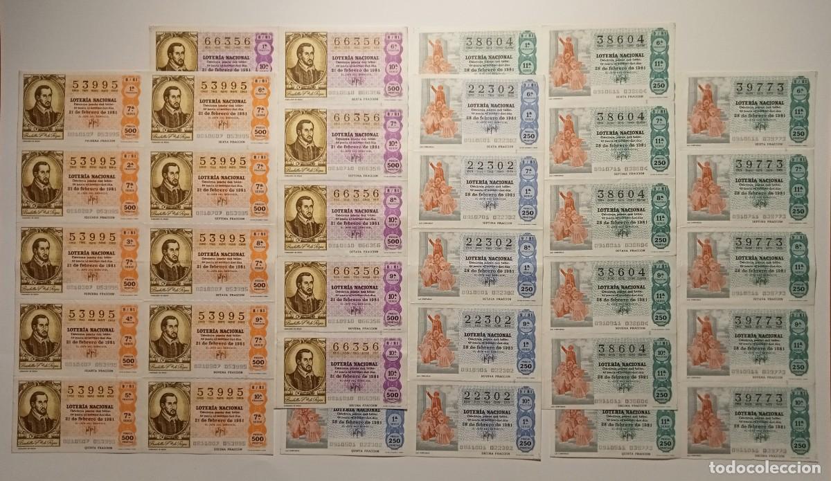 Loter&iacute;a Nacional: 1981 - 5 BILLETES COMPLETOS - LOTER&Iacute;A NACIONAL