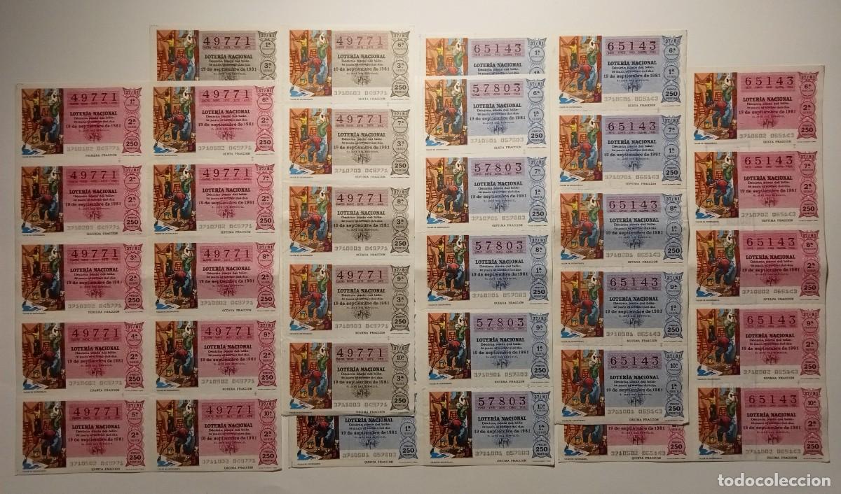 Loter&iacute;a Nacional: 1981 - 5 BILLETES COMPLETOS - LOTER&Iacute;A NACIONAL