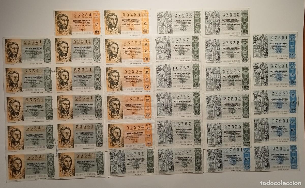Loter&iacute;a Nacional: 1981 - 5 BILLETES COMPLETOS - LOTER&Iacute;A NACIONAL
