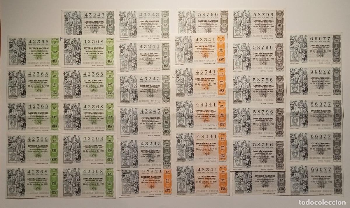Loter&iacute;a Nacional: 1981 - 5 BILLETES COMPLETOS - LOTER&Iacute;A NACIONAL