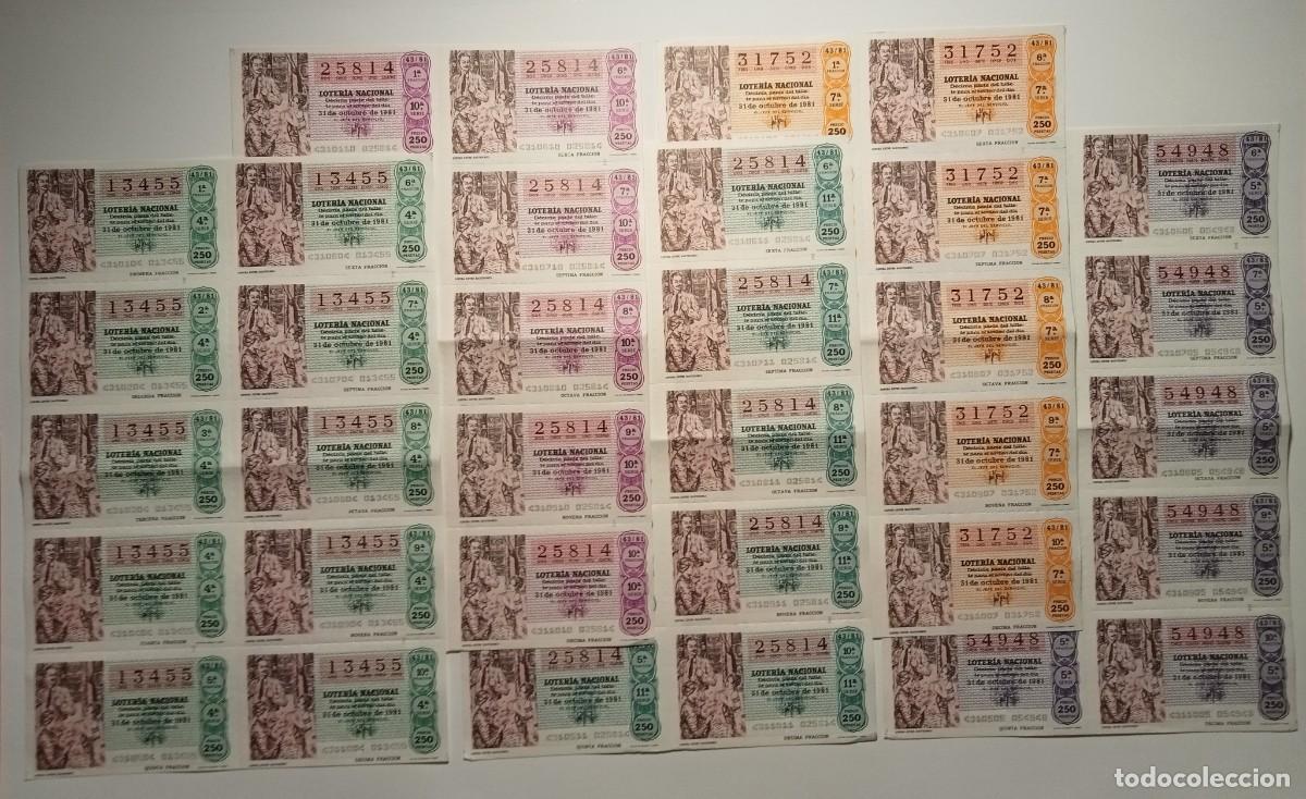 Loter&iacute;a Nacional: 1981 - 5 BILLETES COMPLETOS - LOTER&Iacute;A NACIONAL