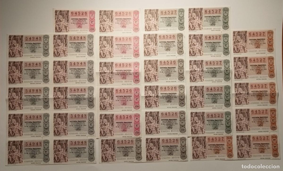 Loter&iacute;a Nacional: 1981 - 5 BILLETES COMPLETOS - LOTER&Iacute;A NACIONAL