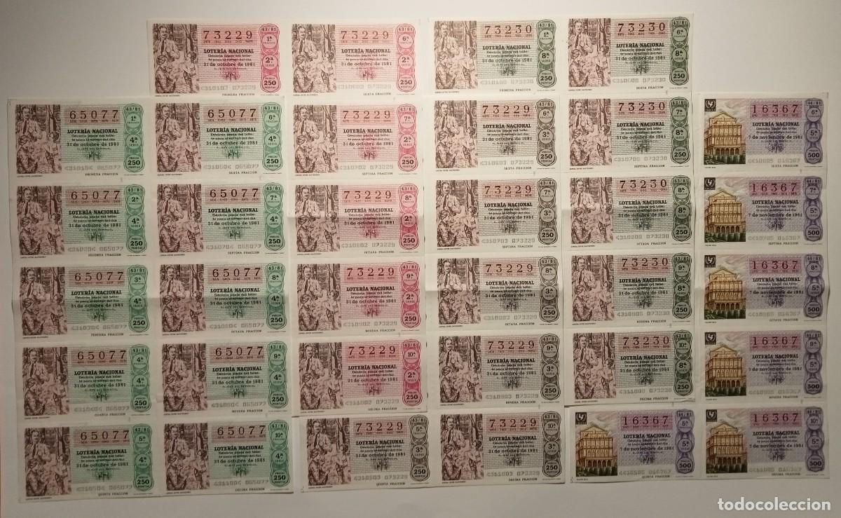Loter&iacute;a Nacional: 1981 - 5 BILLETES COMPLETOS - LOTER&Iacute;A NACIONAL