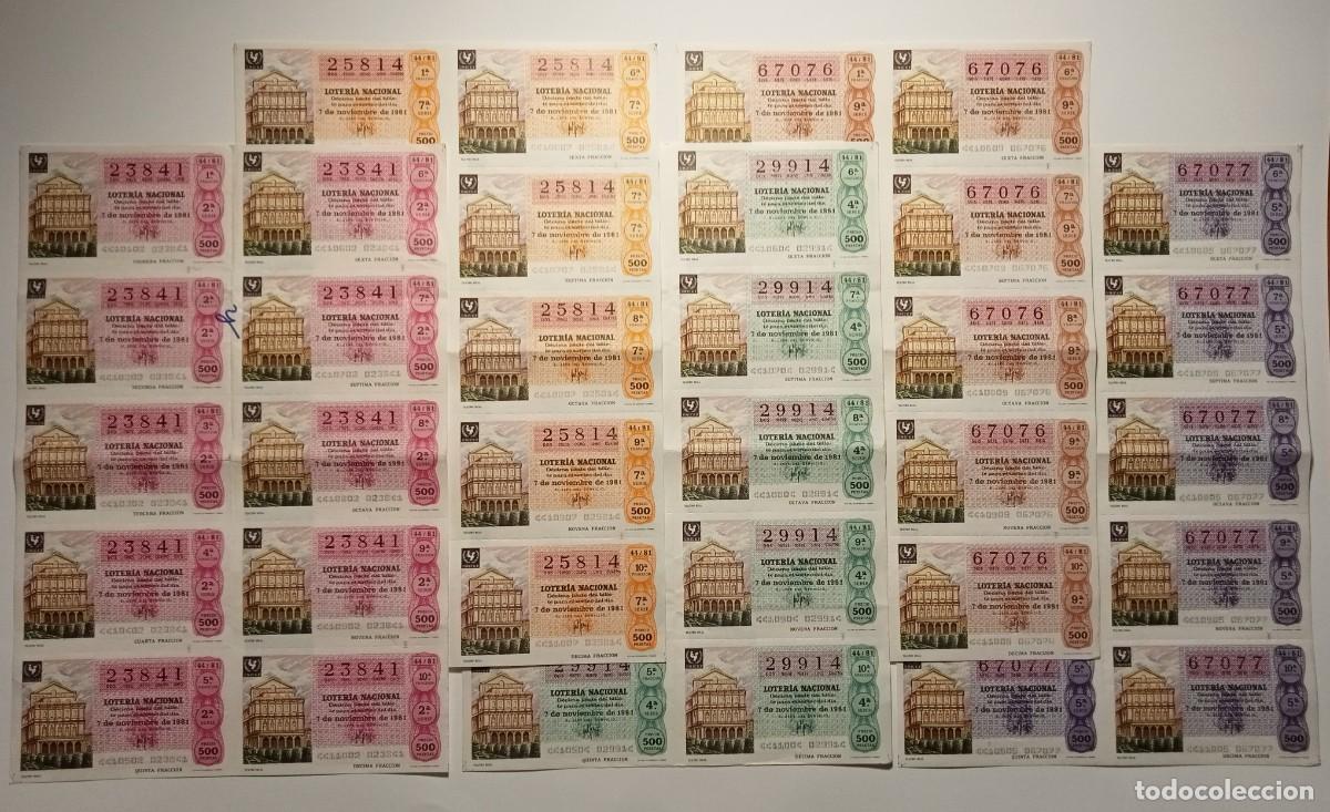 Loter&iacute;a Nacional: 1981 - 5 BILLETES COMPLETOS - LOTER&Iacute;A NACIONAL