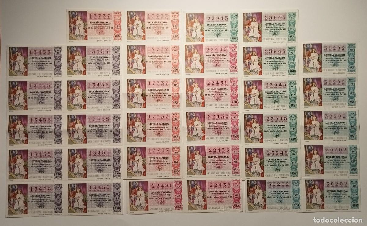 Loter&iacute;a Nacional: 1981 - 5 BILLETES COMPLETOS - LOTER&Iacute;A NACIONAL