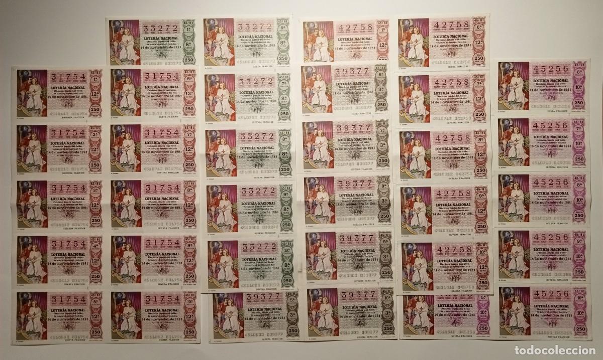 Loter&iacute;a Nacional: 1981 - 5 BILLETES COMPLETOS - LOTER&Iacute;A NACIONAL