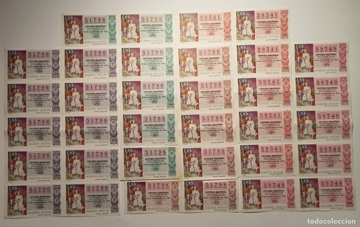 Loter&iacute;a Nacional: 1981 - 5 BILLETES COMPLETOS - LOTER&Iacute;A NACIONAL