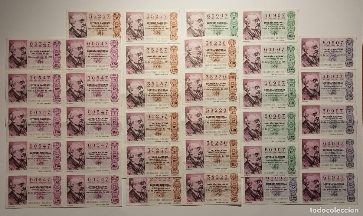Loter&iacute;a Nacional: 1981 - 5 BILLETES COMPLETOS - LOTER&Iacute;A NACIONAL