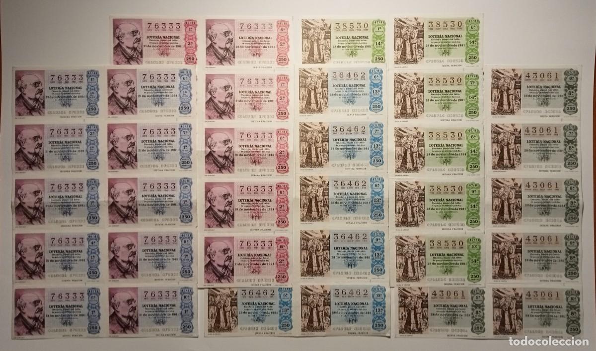 Loter&iacute;a Nacional: 1981 - 5 BILLETES COMPLETOS - LOTER&Iacute;A NACIONAL