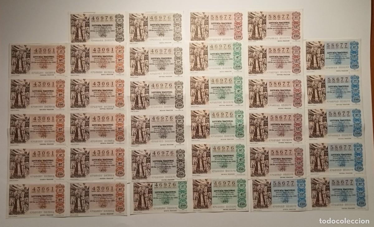 Loter&iacute;a Nacional: 1981 - 5 BILLETES COMPLETOS - LOTER&Iacute;A NACIONAL