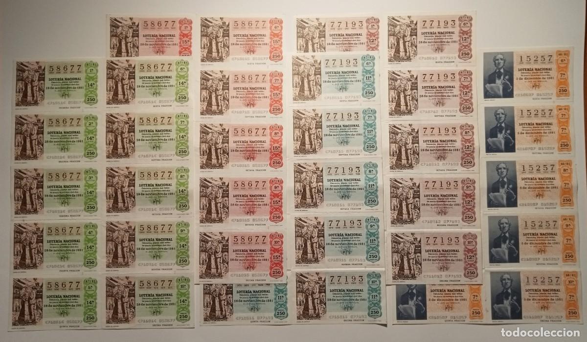 Loter&iacute;a Nacional: 1981 - 5 BILLETES COMPLETOS - LOTER&Iacute;A NACIONAL