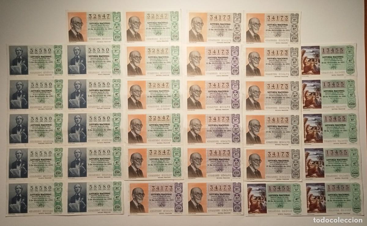 Loter&iacute;a Nacional: 1981 - 5 BILLETES COMPLETOS - LOTER&Iacute;A NACIONAL